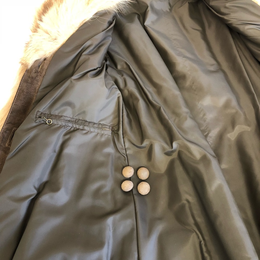 SOLD Vintage 70s Fur and Suede Coat As Is fully lined - Picture 6 of 8